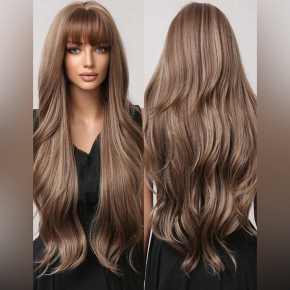 33 Inch Highlights Blonde  & Brown Layered Wavy Wig - Picture 1 of 12